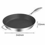 SOGA Stainless Steel Fry Pan 34cm Frying Pan Induction FryPan Non Stick Interior FRYPANNS287534CM