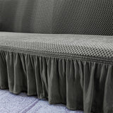 SOGA 1-Seater Grey Sofa Cover with Ruffled Skirt Couch Protector High Stretch Lounge Slipcover Home SOFACOV5