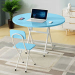 SOGA Blue Dining Table Portable Round Surface Space Saving Folding Desk Home Decor TABLERD724