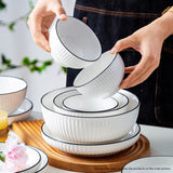 SOGA White Japanese Style Ceramic Dinnerware Crockery Soup Bowl Plate Server Kitchen Home Decor Set BOWLG002