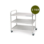 SOGA 2X 3 Tier 86x54x94cm Stainless Steel Kitchen Dinning Food Cart Trolley Utility Round Large FOODCART1101X2