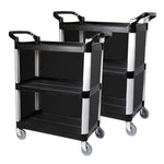 SOGA 3 Tier Covered Food Trolley Food Waste Cart Storage Mechanic Kitchen Black FOODCART1515