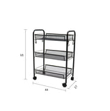 SOGA 2X 3 Tier Steel Black Bee Mesh Kitchen Cart Multi-Functional Shelves Portable Storage Organizer KITCHENXY036X2