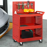 SOGA 2X 3 Tier Tool Storage Cart Portable Service Utility Heavy Duty Mobile Trolley with Porous Side TOOLCART607X2