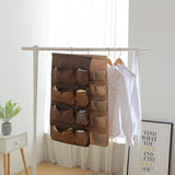 SOGA 2X Coffee Double Sided Hanging Storage Bag Underwear Bra Socks Mesh Pocket Hanger Home SBOX26COFX2