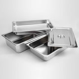 SOGA 4X Gastronorm GN Pan Full Size 1/1 GN Pan 2cm Deep Stainless Steel Tray With Lid GP5401WLIDX4