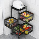 SOGA 2X 4 Tier Steel Square Rotating Kitchen Cart Multi-Functional Shelves Portable Storage KITCHENXY020X2