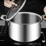 SOGA 2X 20cm Stainless Steel Soup Pot Stock Cooking Stockpot Heavy Duty Thick Bottom with Glass Lid CASSEROLETRISPE20X2