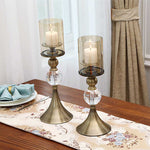 SOGA 38cm Glass Candle Holder Candle Stand Glass/Metal CANDLESTICKBSMALL