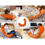 SOGA 2X Foldable Tatami Floor Sofa Bed Meditation Lounge Chair Recliner Lazy Couch Orange LOUNGELEATHERORANGEX2