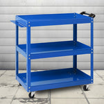 SOGA 2X 3 Tier Tool Storage Cart Portable Service Utility Heavy Duty Mobile Trolley Blue TOOLCART601X2