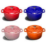 SOGA 2X Cast Iron 26cm Enamel Porcelain Stewpot Casserole Stew Cooking Pot With Lid Red STEWPOT26CMREDX2