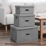 SOGA 2X Grey Small Foldable Canvas Storage Box Cube Clothes Basket Organiser Home Decorative Box SBOX001X2