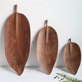 SOGA Set of 2 Walnut Leaf Shape Wooden Tray Food Charcuterie Serving Board Paddle Centerpiece Home WODC212