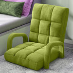 SOGA Foldable Lounge Cushion Adjustable Floor Lazy Recliner Chair with Armrest Yellow Green LOUNGEARMYELLOW