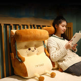 SOGA Smiley Face Toast Bread Wedge Cushion Stuffed Plush Cartoon Back Support Pillow Home Decor SCUSHION021