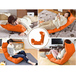 SOGA Foldable Tatami Floor Sofa Bed Meditation Lounge Chair Recliner Lazy Couch Orange LOUNGELEATHERORANGE