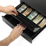 SOGA 2X Black Heavy Duty Cash Drawer Electronic 4 Bills 8 Coins Cheque Slot Tray Pos 410 CASHDRAWER410X2