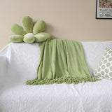 SOGA 2X Green Acrylic Knitted Throw Blanket Solid Fringed Warm Cozy Woven Cover Couch Bed Sofa Home BLANKET913X2