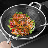 SOGA 32cm Stainless Steel Tri-Ply Frying Cooking Fry Pan Textured Non Stick Interior Skillet with FRYPANTRIFPYZ32