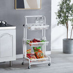 SOGA 2X 3 Tier Steel White Adjustable Kitchen Cart Multi-Functional Shelves Portable Storage KITCHENXY033X2