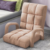 SOGA 4X Foldable Lounge Cushion Adjustable Floor Lazy Recliner Chair with Armrest Khaki LOUNGEARMKHAKIX4