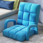 SOGA Foldable Lounge Cushion Adjustable Floor Lazy Recliner Chair with Armrest Blue LOUNGEARMBLUE