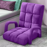 SOGA 4X Foldable Lounge Cushion Adjustable Floor Lazy Recliner Chair with Armrest Purple LOUNGEARMPURPLEX4