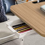 SOGA Oak Portable Bed Table Adjustable Folding Mini Desk Stand With Cup-Holder Home Decor BEDTABLEM664