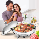 SOGA 2X Stainless Steel Round Buffet Chafing Dish Cater Food Warmer Chafer with Glass Top Lid CHAFINGDISHSOUPSILVERX2