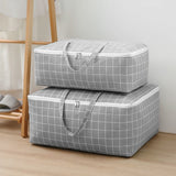 SOGA 2X Grey Plaid Medium Storage Luggage Bag Double Zipper Foldable Travel Organiser Essentials SBOX201X2