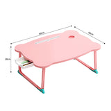 SOGA Pink Portable Bed Table Adjustable Folding Mini Desk With Mini Drawer and Cup-Holder Home Decor BEDTABLEM667