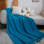 SOGA Blue Diamond Pattern Knitted Throw Blanket Warm Cozy Woven Cover Couch Bed Sofa Home Decor with BLANKET904