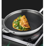 SOGA 18/10 Stainless Steel Fry Pan 34cm Frying Pan Top Grade Textured Non Stick Interior Skillet TRIFPS34