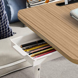 SOGA 2X Oak Portable Bed Table Adjustable Folding Mini Desk Stand With Cup-Holder Home Decor BEDTABLEM664X2