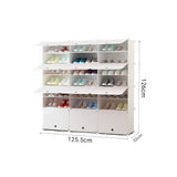 SOGA 7 Tier 3 Column White Shoe Rack Organizer Sneaker Footwear Storage Stackable Stand Cabinet SHOEBOX98