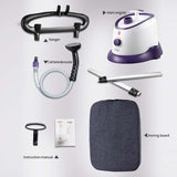 SOGA 2X Garment Steamer Vertical Twin Pole Clothes 1700ml 1800w Professional Steaming Kit Purple GARMENTSTEAMERTWINPOLEPURPLEX2