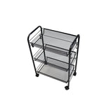 SOGA 3 Tier Steel Black Bee Mesh Kitchen Cart Multi-Functional Shelves Portable Storage Organizer KITCHENXY036