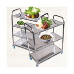 SOGA 2X 4 Tier Stainless Steel Kitchen Dinning Food Cart Trolley Utility Size Square Large FOODCART1111-1X2