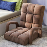 SOGA Foldable Lounge Cushion Adjustable Floor Lazy Recliner Chair with Armrest Coffee LOUNGEARMCOFFEE