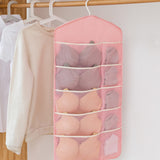 SOGA 2X Pink Double Sided Hanging Storage Bag Underwear Bra Socks Mesh Pocket Hanger Home Organiser SBOX26PNKX2