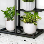 SOGA 8 Tier 9 Pots Black Metal Plant Stand Flowerpot Display Shelf Rack Indoor Home Office Decor FPOTH06