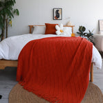 SOGA Red Diamond Pattern Knitted Throw Blanket Warm Cozy Woven Cover Couch Bed Sofa Home Decor with BLANKET905