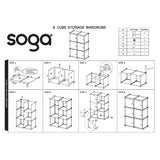 SOGA 3 Tier 6-Cube Portable Wardrobe Divide-Grid Modular Storage Organiser Foldable Closet WROBE1770