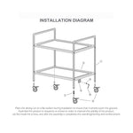 SOGA 2X 3 Tier 81x46x85cm Stainless Steel Kitchen Dinning Food Cart Trolley Utility Round Small FOODCART1102X2