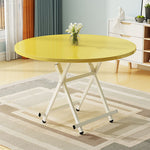 SOGA Yellow Dining Table Portable Round Surface Space Saving Folding Desk Home Decor TABLERD725