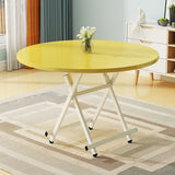SOGA Yellow Dining Table Portable Round Surface Space Saving Folding Desk Home Decor TABLERD725