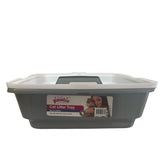 Cat Litter Tray Plastic 48x38.5x12cm Non Spill Mess Guard Rim Grey White Kitty Pan V238-SUPDZ-39639308566608
