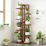 6 Tiers Vertical Bamboo Plant Stand Staged Flower Shelf Rack Outdoor Garden V63-837951