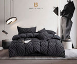 Tufted Boho Wave Jacquard King Size Black Duvet Quilt Cover Set V493-JZ-05-K